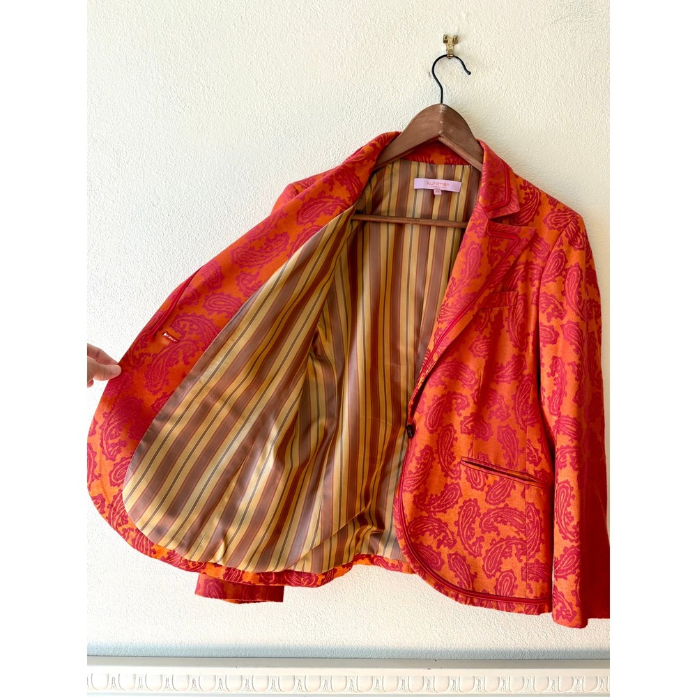 Vintage Kuhlman Italy Pink Orange Jacquard Paisley Blazer Statement‎ Jacket Y2K - Picture 5 of 11